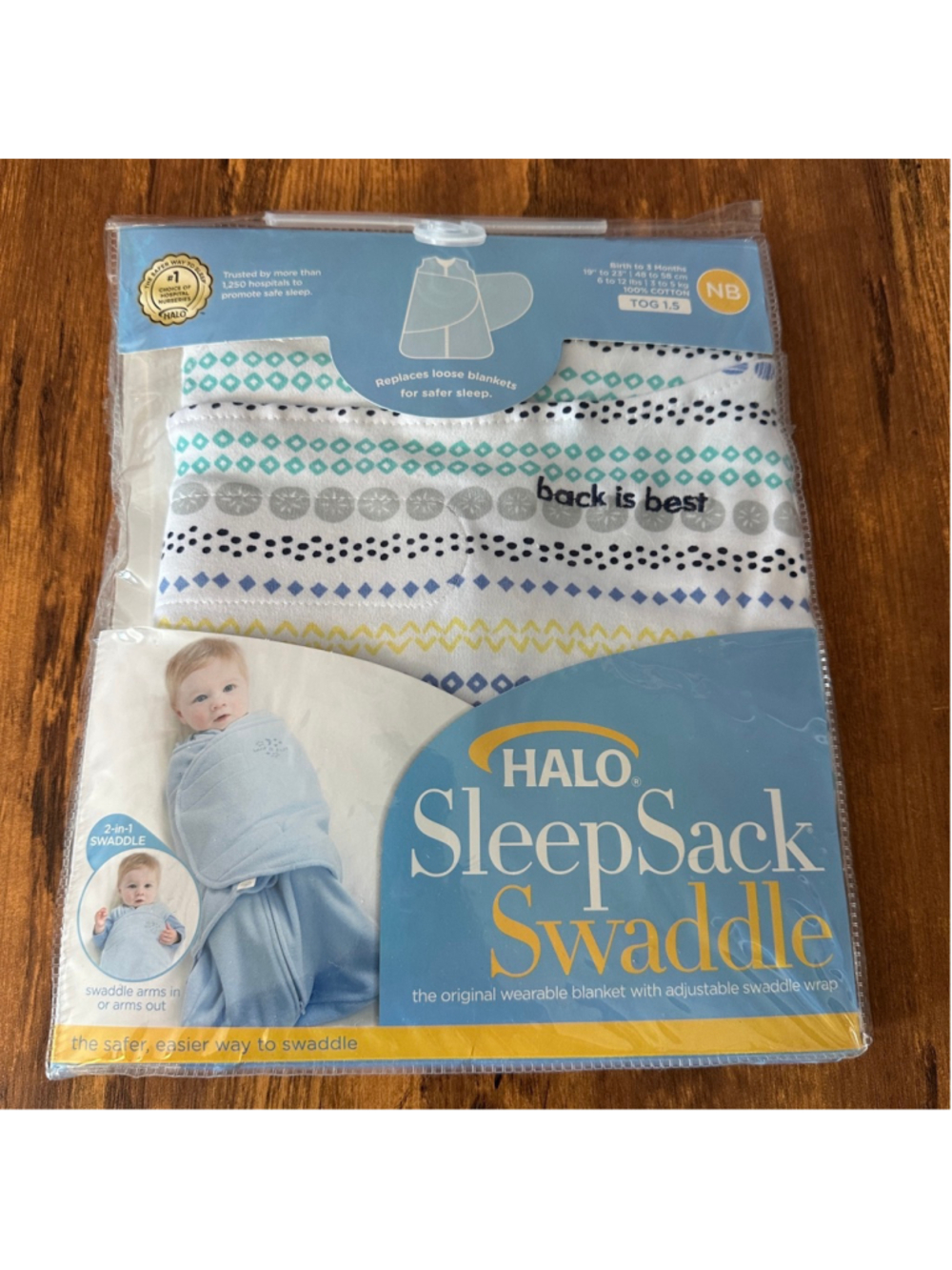 Baby HALO SleepSack Swaddle Newborn White Blue